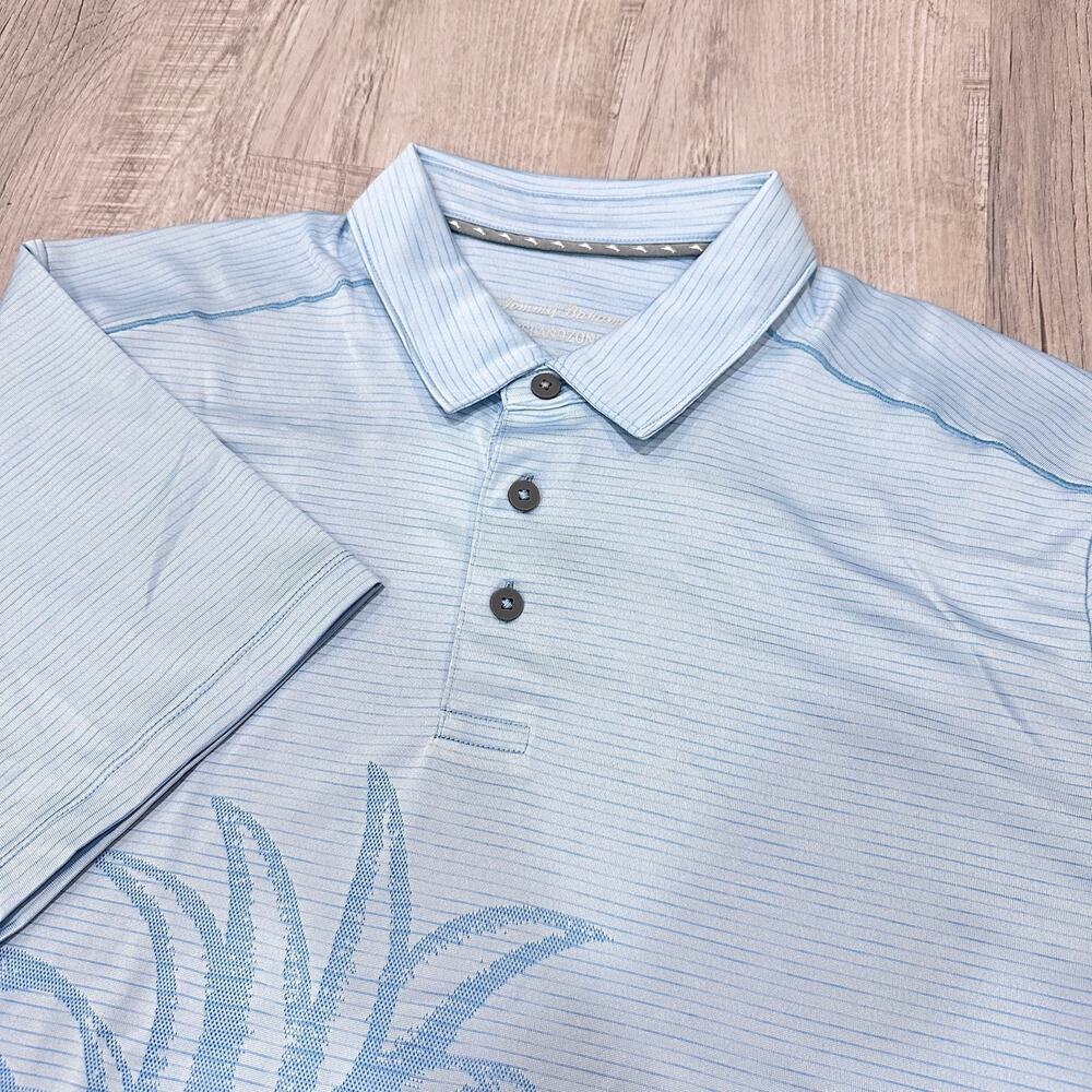 Tommy Bahama Polo Shirt Mens XL Blue IslandZone Pineapple Graphic Performance
